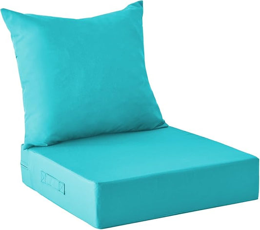 Outdoor Cushions for Patio Furniture,Outdoor Seat Cushion Set 24 x 24 x 4 Inch,Waterproof & Fade Resistant Outdoor Chair Cushions,Deep Patio Chair Cushion with Removable Cover,Teal