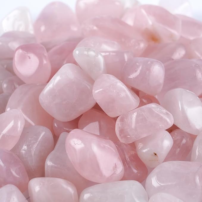 TGS Gems 10-20mm Each Rose Quartz Crystal Tumbled Chips Irregular Shaped Stones, 3lbs Bulk Bag of Crushed Healing Crystal Stones - Polished Pebbles for Decorating Succulent Planters, Fairy Gardens
