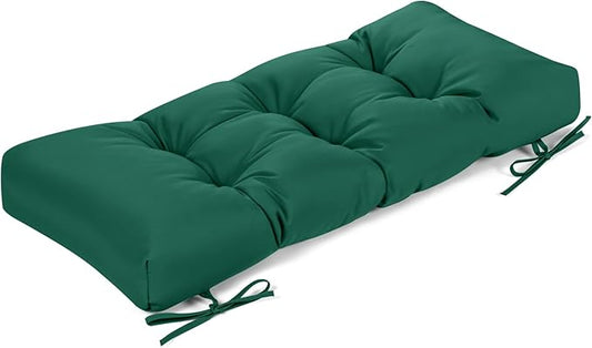 ROFIELTY Outdoor Bench Cushion, Waterproof/Sun-Proof Fabric, Tufted Bench Cushion with 2 Ties, Suitable for Outdoor Garden Bench/Swing/Indoor Furniture (Green, 36×14×4)