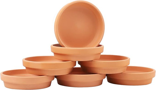 Yishang 7pcs 4.7in Terracotta Pot - Small Round Plant Pot Saucers, Clay Trays, Perfect for 3.5-5in Flower Pots, Drainage Hole, Indoor/Outdoor