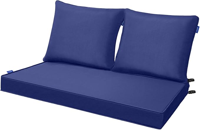 Outdoor Loveseat Cushion Set 44'' x 24'', Outdoor Cushions for Patio Furniture with Fastness Cover, Water Repellent Outdoor Seat Cushion and Couch Back Cushions for Bench, and Swing (Solid Dark Blue)