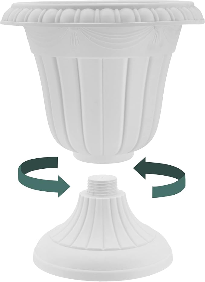 Arcadia Garden Products PL20BG Classic Traditional Plastic Urn Planter Indoor/Outdoor, 10" x 12", Beige