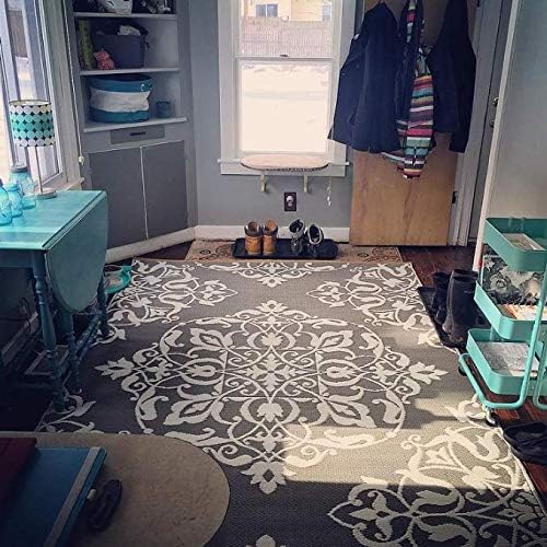Mad Mats Traditional Outdoor Rug, Reversible Plastic Mat (6' x 9', New Wrought Iron - Cool Silver)