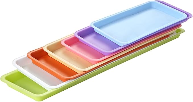 5Pcs Plant Trays Plant Saucers Rectangular Flower Pot Drainage Trays Flower Pot Saucers for Garden Indoors Outdoor Windowsill, Blue