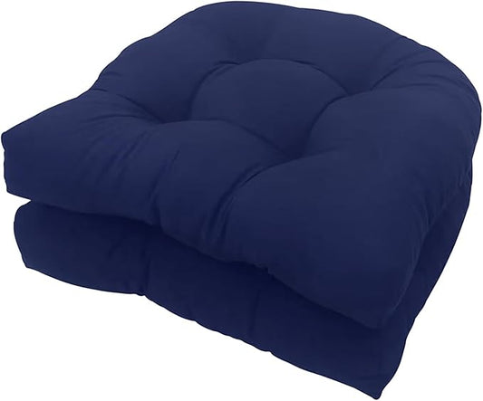 Indoor Outdoor Chair Cushions Set of 2 for Patio Furniture Proch Rocker Wicker Chair Seat Pads Reversible,Waterproof Patio Cushion Navy Blue,18.5"*18.5"