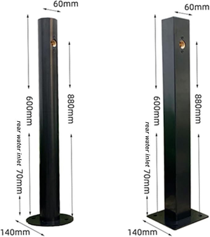 304 Stainless Steel Cylindrical Vertical Garden Water Column,Freestanding Hose Stand with Lock Faucet,Outdoor Antifreeze Faucet Water Dispenser Hydrant Water Feature Fountain, for Irrigation and Wa