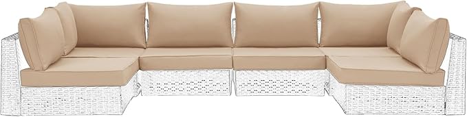 HOMREST Cushions for Outdoor Furniture,Replacement Cushion Pillow,Water-Repellent Sofa Cushion for 6-Seat Rattan Wicker Sectional Patio Conversation Sets,14-Piece Cushions Set for Outdoor Couch