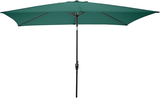 Rectangular Patio Umbrella - 10ft Easy Crank Sun Shade with Push Button Tilt for Outdoor Furniture, Deck, Yard, or Pool by Pure Garden