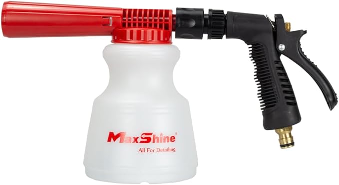 Maxshine Low Pressure Foam Gun – 1L Bottle, Anti-Slip Base, Universal Garden Hose Connection – Lubricated Foam, Dirt Removal, Quick Cleaning for Automotive Exterior