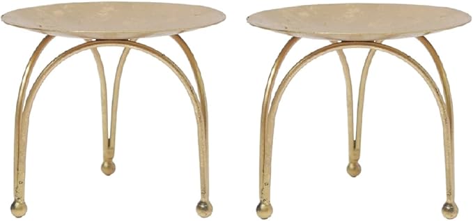 Hosley® Iron Pillar Candle Holders 4 Inch Diameter Tripod Stand Table Centrepiece Perfect for Home Decor, Wedding, Parties, Living Room Pack of 2, Gold