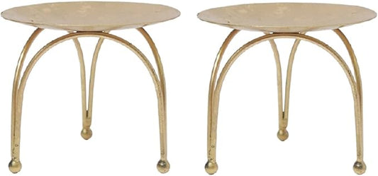 Hosley® Iron Pillar Candle Holders 4 Inch Diameter Tripod Stand Table Centrepiece Perfect for Home Decor, Wedding, Parties, Living Room Pack of 2, Gold