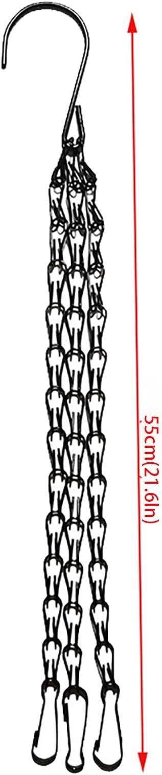 8 Pack 21.6（55cm） Inch Hanging Basket Chains 3 Point Black Metal Hanging Chains with Hooks for Plant Flower Pot Basket, Replacement Chain Hangers for Lantern, Bird Feeder, Planter, Indoor and Outdoor