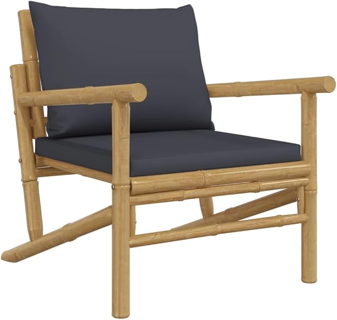 Garden Lounge Set Bamboo Three Piece Set Modular Garden Seating Ensemble for Backyard Pond
