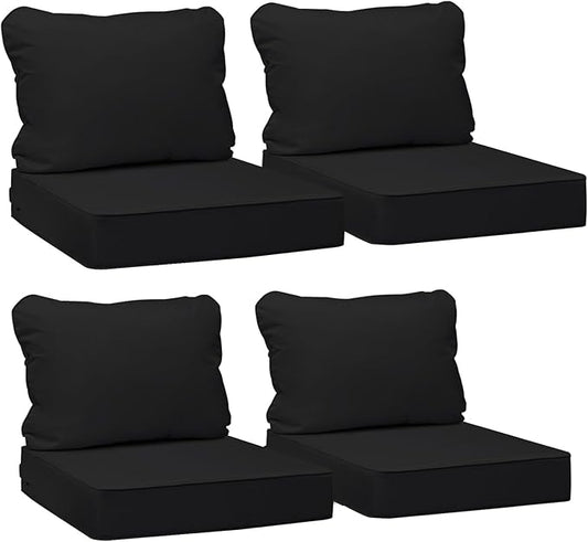 AAAAAcessories Outdoor Seat Cushions for Chairs, Fade-Resistant, Waterproof Patio Furniture Replacement Cushions, 21" x 19" x 3" + 21" x 19", Set of 4, Charcoal Black