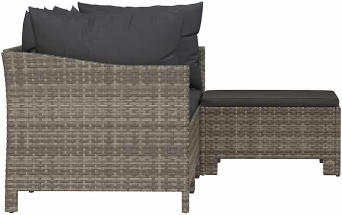 Garden Lounge Set Gray Poly Rattan Medium Durable Garden Furniture Set for Backyard Backyard