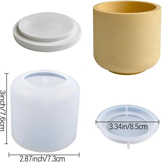 2 PCS Large Jar Resin Molds Box with Lid Silicone Creative Pot Molds for Epoxy Jewelry Trinket Candle Holder Organizer Mold Plant Mold DIY Resin Concrete Crafts Home Decor