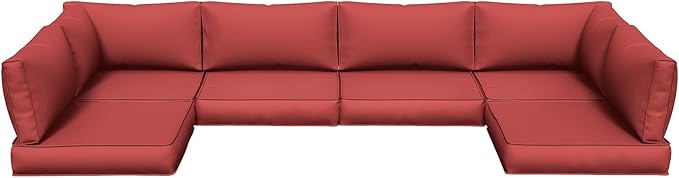 UDPATIO Replacement Cushions for Outdoor Furniture, 14 Piece Water-Repellent Cushions for 6 Seat Sectional Sofa, Burgundy