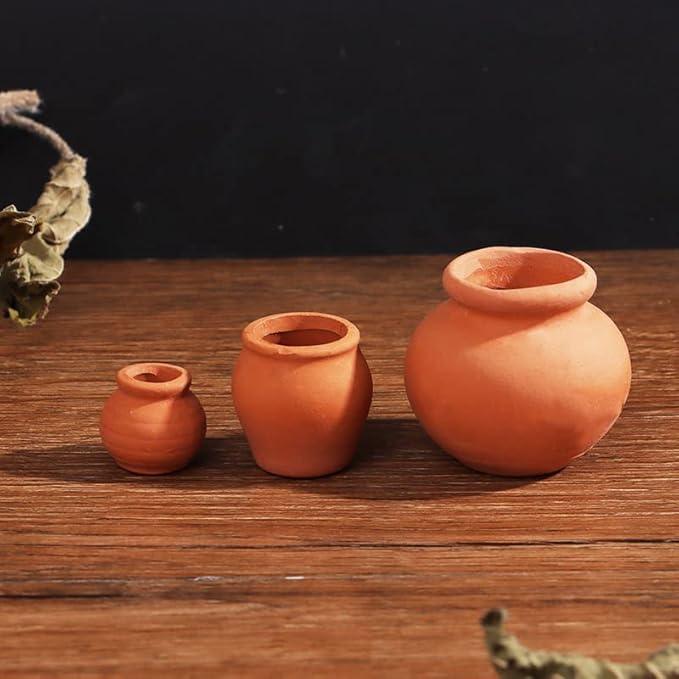 Hiawbon Miniature Tiny Clay Pots Pottery Planter Mini Flower Terra Cotta Pots for DIY Garden Plants and Office/Desktop/Windowsill Decoration,8 Pcs