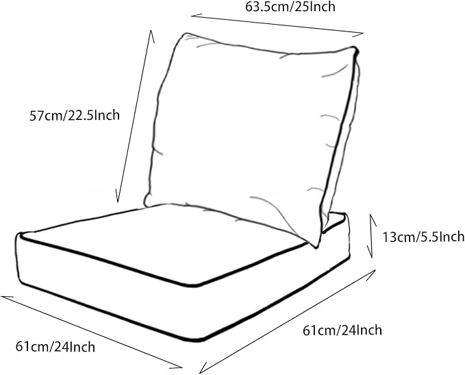 Goodgoods 24x24 inch Outdoor/Indoor Deep Seat Patio Cushions Set of 2 Resilient Foam Filling Water Repellent Stain-Resistant UV Resistant Weather Resistant Deep Seat Bottom Beige