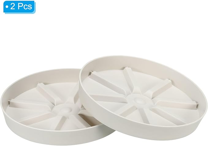 PATIKIL 7.5 Inch Plant Saucers Tray, 2Pcs Durable Plastic Round Flower Pot Drip Tray Thicker Anti-Rot Root for Indoors Outdoors Home Garden, Beige