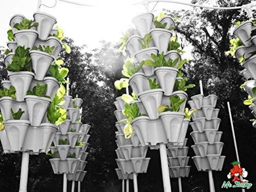 Mr. Stacky 18 inch Large Stackable Planters (Terra-Cotta) Out Door Garden. Vertical Planter. Made USA. Easy to Set up Save a Space. Save a Water.