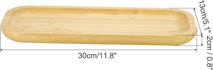 PATIKIL Wood Saucer, 12x5 Inch Rectangular Wooden Plant Drainage Tray Bonsai Plants Saucer Succulent Pot for Home Balcony Patio