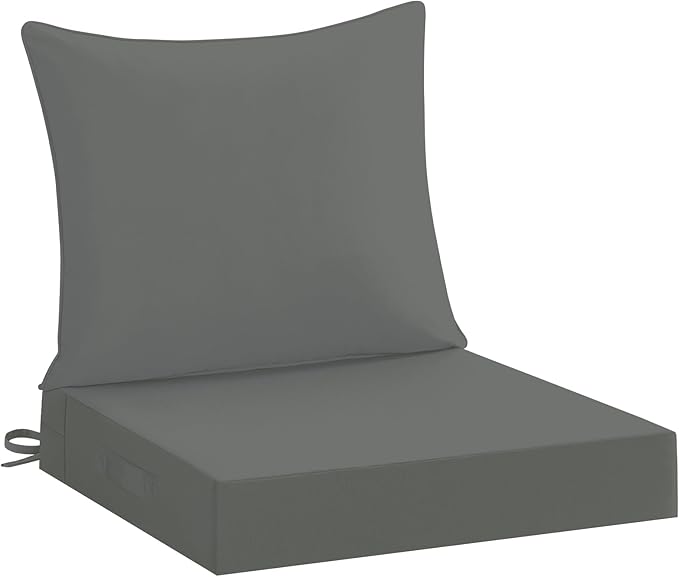 downluxe 22x22 Outdoor Chair Cushions, Waterproof Fade Resistant Patio Furniture Cushions with Handle & Removable Cover, Deep Seat Outdoor Cushions for Sofa, Couch and Patio Chairs, Dark Grey