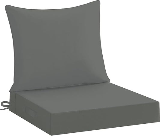 downluxe 22x22 Outdoor Chair Cushions, Waterproof Fade Resistant Patio Furniture Cushions with Handle & Removable Cover, Deep Seat Outdoor Cushions for Sofa, Couch and Patio Chairs, Dark Grey
