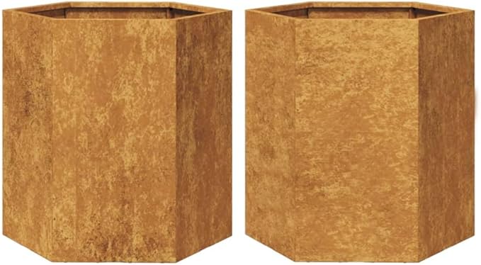 Garden Planter Set of 2 Rust-Brown Weathering Steel Medium Indoor Plant Holders Flower pots Plant containers for Indoor Backyard