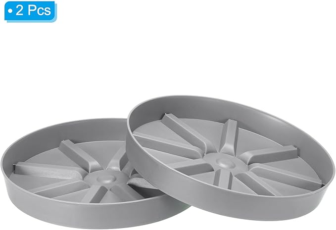 PATIKIL 10.5 Inch Plant Saucers Tray, 2Pcs Durable Plastic Round Flower Pot Drip Tray Thicker Anti-Rot Root for Indoors Outdoors Home Garden, Grey