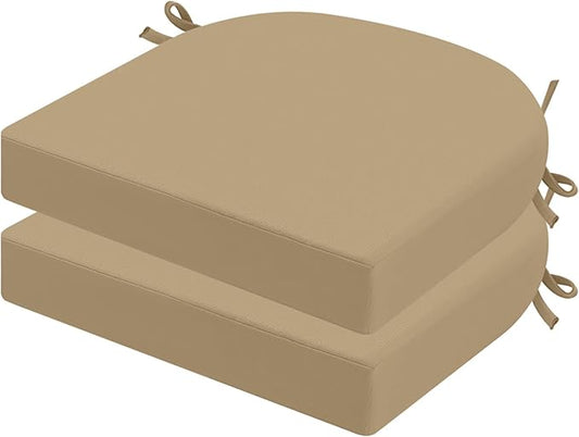 idee-home Outdoor Chair Cushions Set of 2, Thick 19" x 19" x 2" Outdoor Seat Cushions Patio Furniture Waterproof with Ties, Dining Pads
