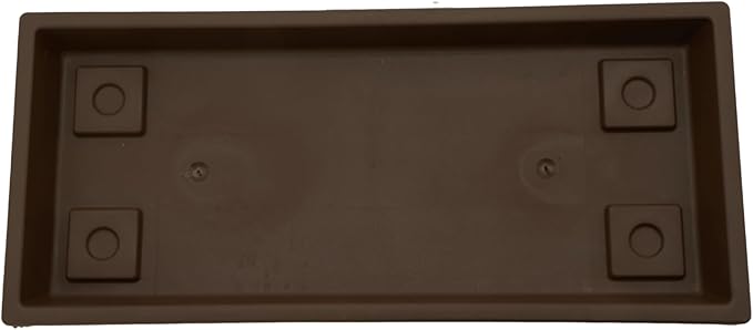 The HC Companies Venetian Rectangular Plant Tray - Lightweight Plastic Plant Saucers - Plant Drip Trays for Indoor & Outdoor Use (29.5”, Chocolate, Pack of 1)