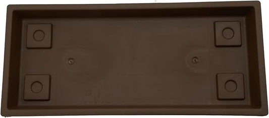 The HC Companies Venetian Rectangular Plant Tray - Lightweight Plastic Plant Saucer - Plant Drip Trays for Drainage -UV Resistant Pot Saucer for Indoor & Outdoor Use (17.5" Chocolate, Pack of 1)