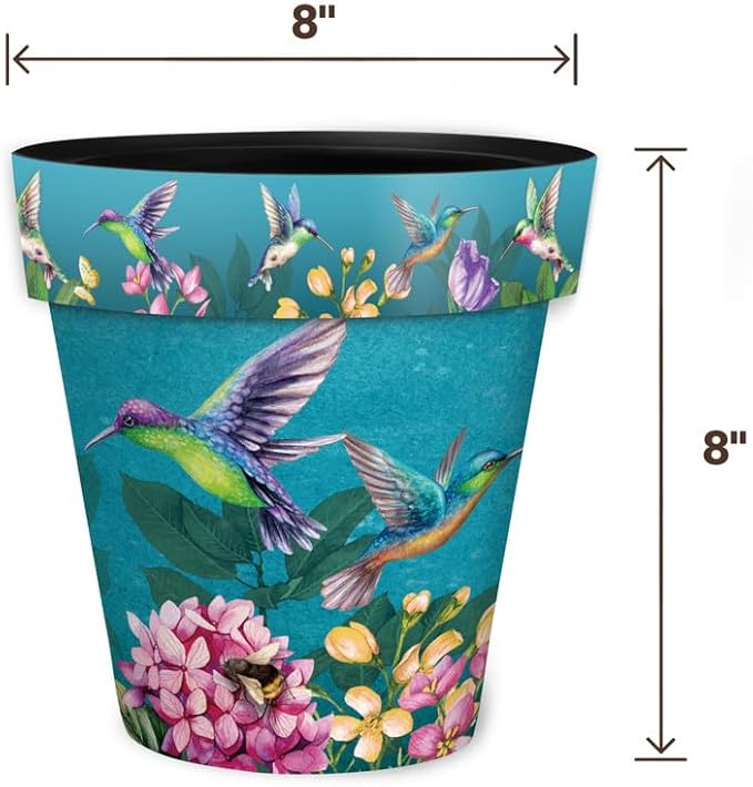 Briarwood Lane Spring Planter 8.5" x 8.5" x 8.5" Springtime Hummingbirds Small for Spring Planter