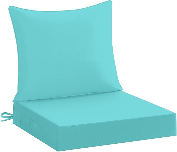 downluxe 19x19 Outdoor Chair Cushions, Waterproof Fade Resistant Patio Furniture Cushions with Handle & Removable Cover, Deep Seat Outdoor Cushions for Sofa, Couch and Patio Chairs, Teal