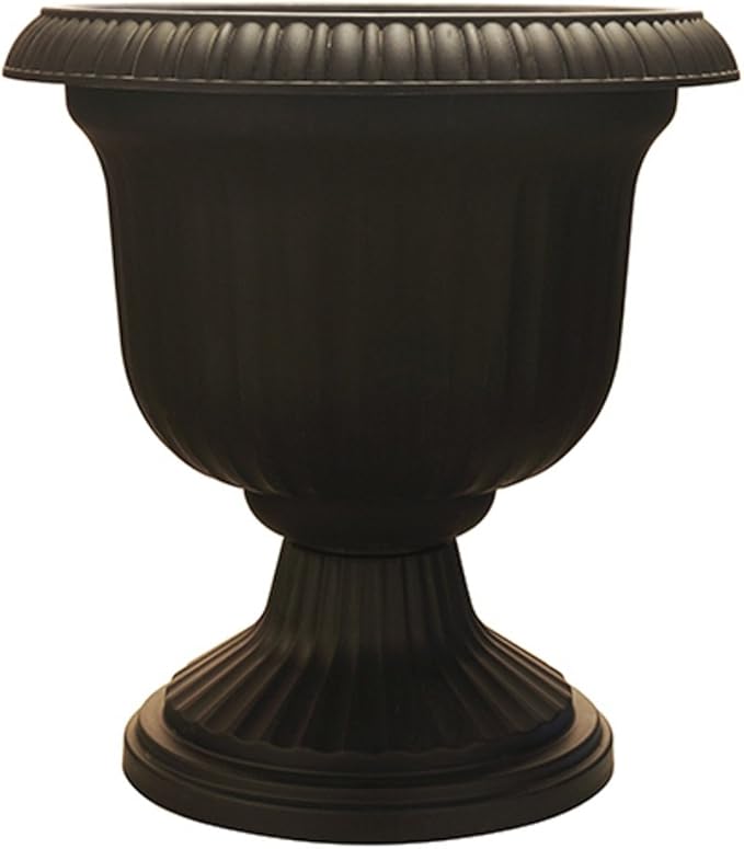 Southern Patio Large 14 Inch Outdoor Home Lightweight Resin Utopian Urn Flower Planter Pot for Entryways and Backyard Patios, Black