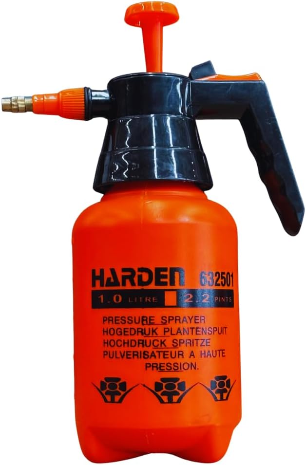 34oz (0.26 Gallon) Pump Sprayer, Handheld Garden Sprayer for Weeds, Plants, Lawn Care & Cleaning, Adjustable Pressure with Copper Nozzle