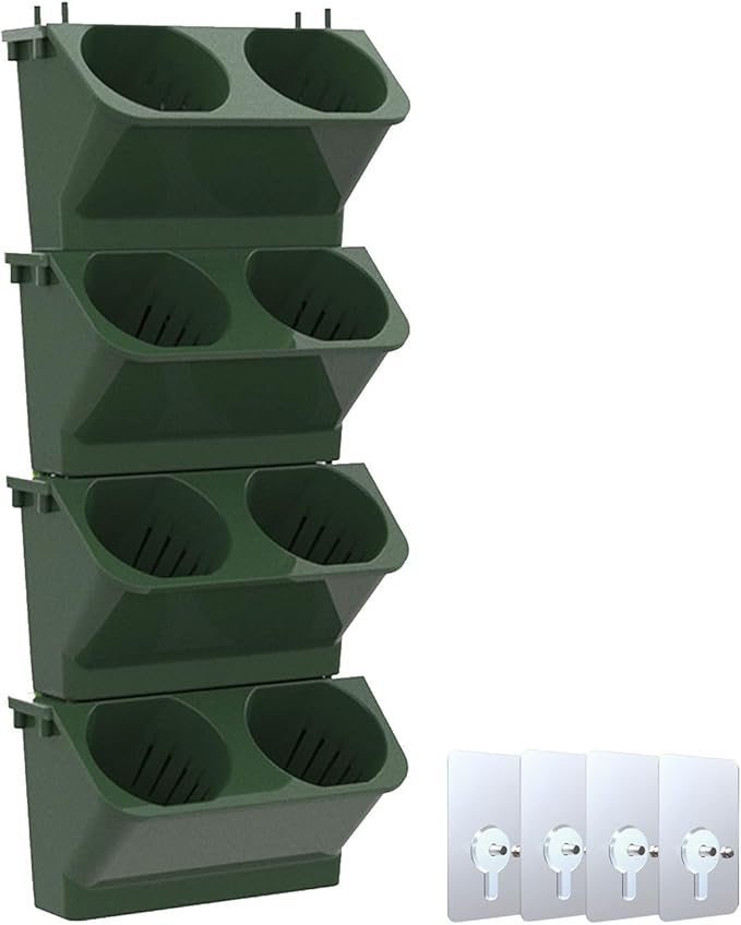 Vertical Wall Planter Stackable Wall Planter Garden Self Watering Wall-Mounted Planter Plant Flower Pot Holder for Indoor Outdoor Wall Plants Vegetables Decoration(Dark Green)