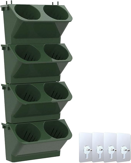 Vertical Wall Planter Stackable Wall Planter Garden Self Watering Wall-Mounted Planter Plant Flower Pot Holder for Indoor Outdoor Wall Plants Vegetables Decoration(Dark Green)