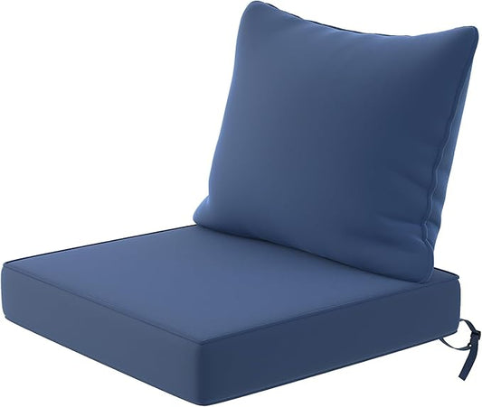 UDPATIO Outdoor Cushions for Patio Furniture, 24 x 24 Outdoor Deep Seat Cushions with Waterproof Fade Resistant, Adjustable Snaps, Removable Cover and Handle, Navy