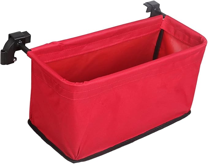 Wagon Cart Tail Bag Waterproof Removable Utility Attachment Easy Attach Wagon Basket for Garden Beach, Red