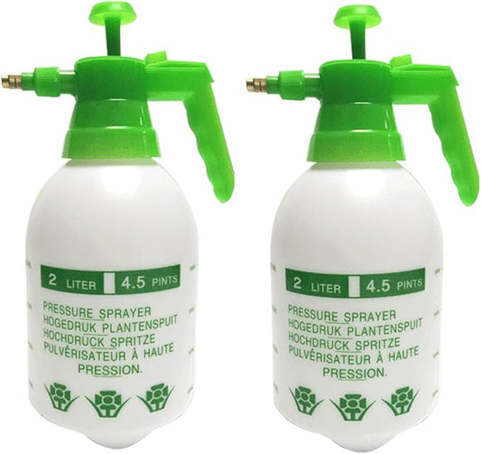 2 Pcs Garden Pump Sprayer, 0.5Gallon/68oz Hand-held Lawn Pressure Spray Bottle with Adjustable Nozzle (FKM Gasket Update)