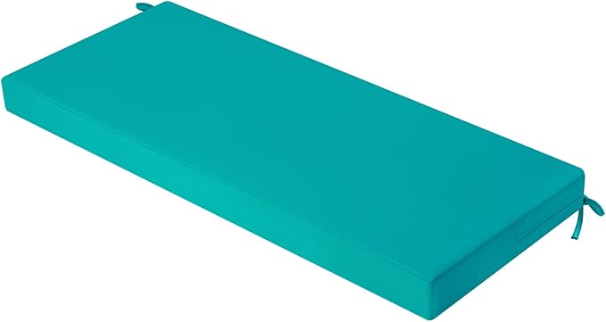 idee-home Outdoor Bench Cushion Waterproof, Bench Cushions for Outdoor Furniture, Patio Porch Swing Replacement Seat Pad with Ties for Garden Backyard, 59 x 18 Inch Peacock Blue