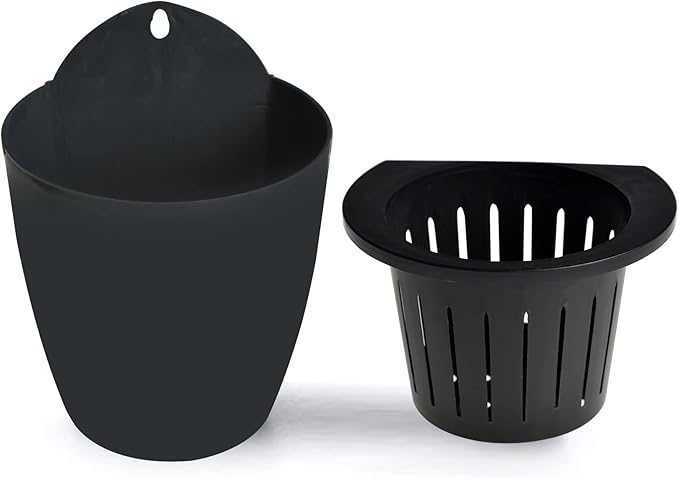 HOSTIC 7 Packs Lazy Flower Pots Shelf Water Planter Pot of Walls Self Watering Flowerpot with Hooks Suitable for Indoor and Outdoor Black