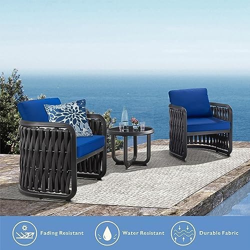 JMGBird Outdoor Cushion Tufted Pillow, Deep Seat Outdoor Chair Cushion 22"x22" Patio Cushions for Outdoor Furniture, Sapphire Blue