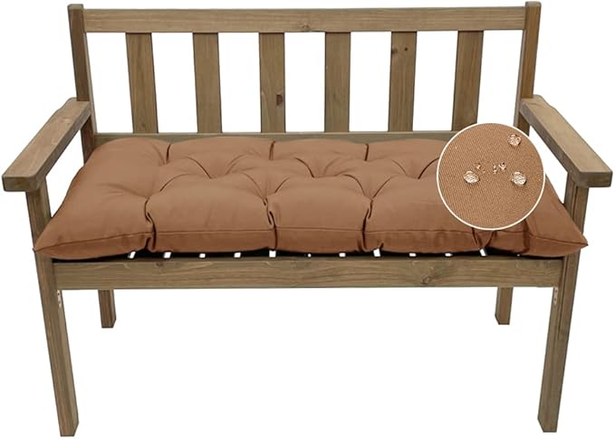 Outdoor Bench Cushion, Waterproof Swing Cushion Bench Seat Cushion, Swing Chair Replacement Seat Pads Cushion Pillow for Lounger Garden Furniture Patio Metal Wooden Bench (Khaki, 59x20in)