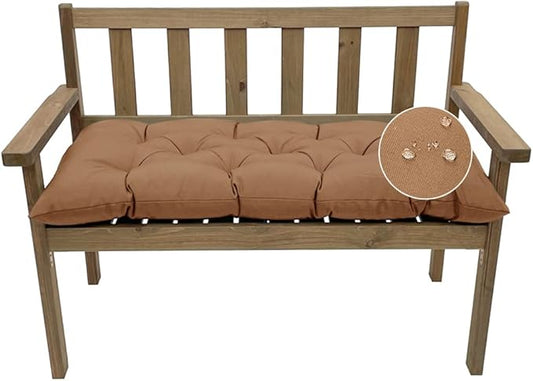 Outdoor Bench Cushion, Waterproof Swing Cushion Bench Seat Cushion, Swing Chair Replacement Seat Pads Cushion Pillow for Lounger Garden Furniture Patio Metal Wooden Bench (Khaki, 59x20in)