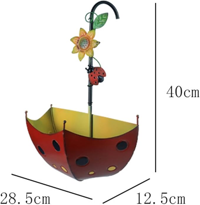 Ladybug Umbrella Wall Planter Decor Art Metal Hanging Wall Mounted Planters for Garden Yard Decorative Planter Succulent Flower Pot Plant Container