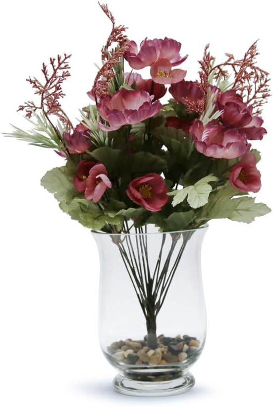 WGV Unique Bouquet Vase Bulk, 5.5" W, 8" H, Clear Short Hurricane Glass Candle Holder, Floral Planter Terrarium, Home Wedding Event Decor, 12 Pieces (VHV0808)