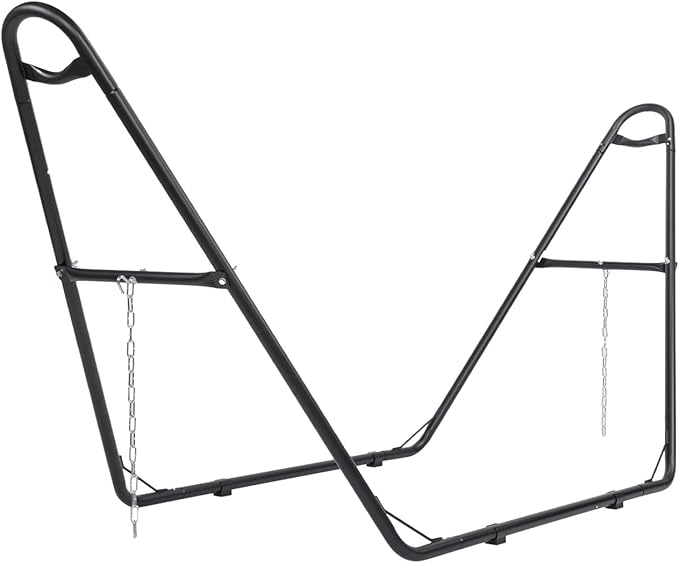 ONCLOUD Double-Barrel Hammock Stand Only, Sandblasted Iron Hammock Frame for All Hammocks, Heavy Duty Hammock Stand for Garden, Courtyard and Balcony, 550 LBS, Black